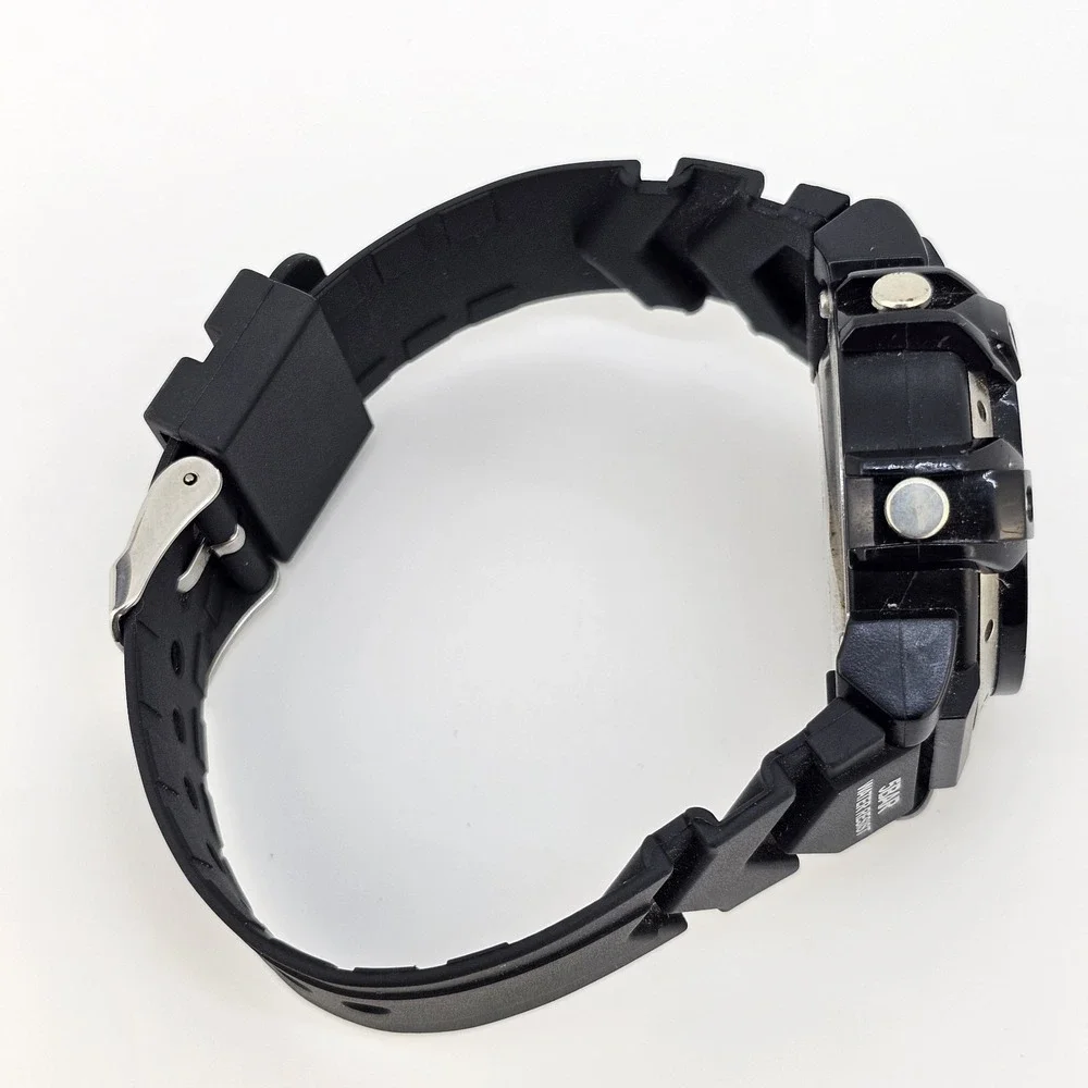 Men's Sports Digital‎ Watch 42MM Black Case Black Plastic Bands LED